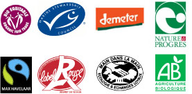 Plusieurs logos de différentes labels bio
